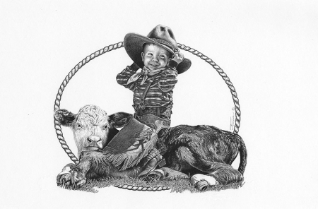 The Bull Rider pencil drawing by Teresa Schleigh